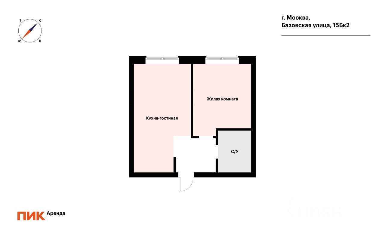 1-комнатная квартира, 35,6 м² — фотография 2