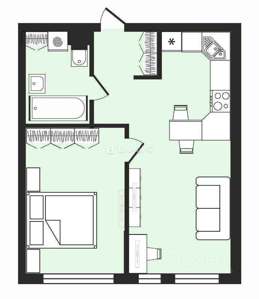 1-комнатная квартира, 35,1 м² — фотография 2