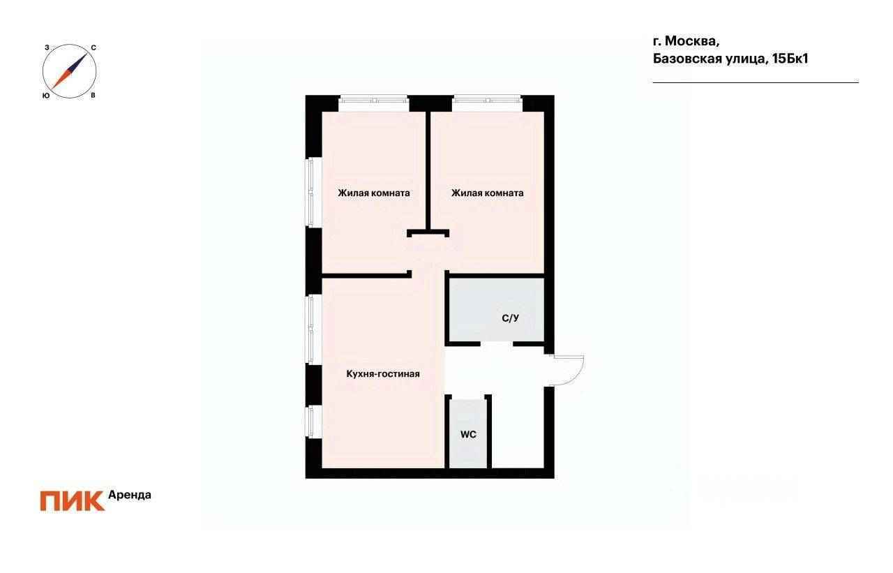 2-комнатная квартира, 53,5 м² — фотография 2