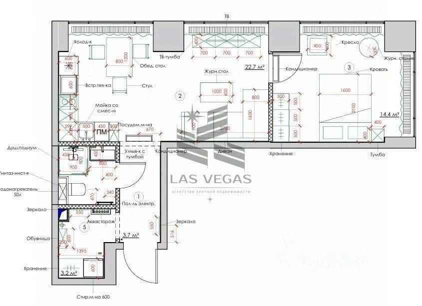 2-комнатная квартира, 50 м² — фотография 2