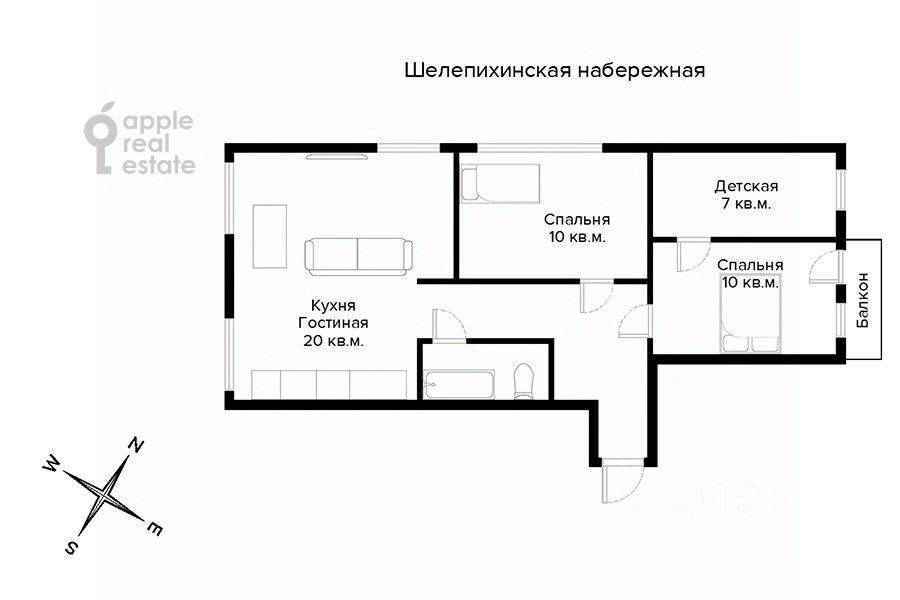 4-комнатная квартира, 80 м² — фотография 2