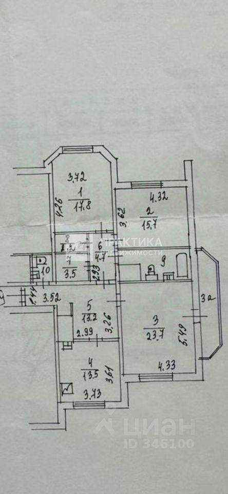 3-комнатная квартира, 102,6 м² — фотография 2