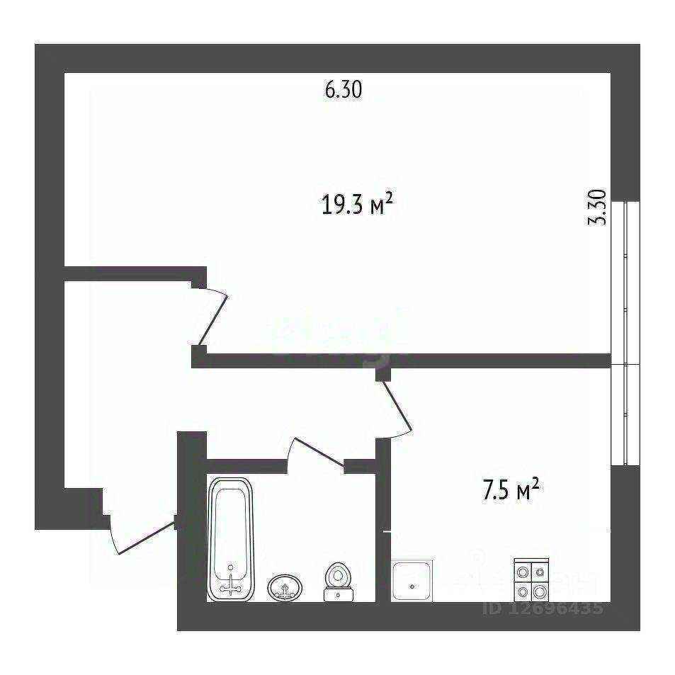 1-комнатная квартира, 35 м² — фотография 2