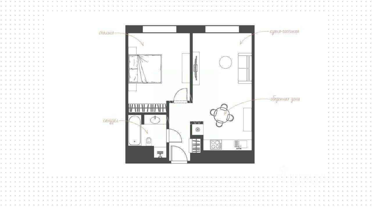 2-комнатная квартира, 43 м² — фотография 2