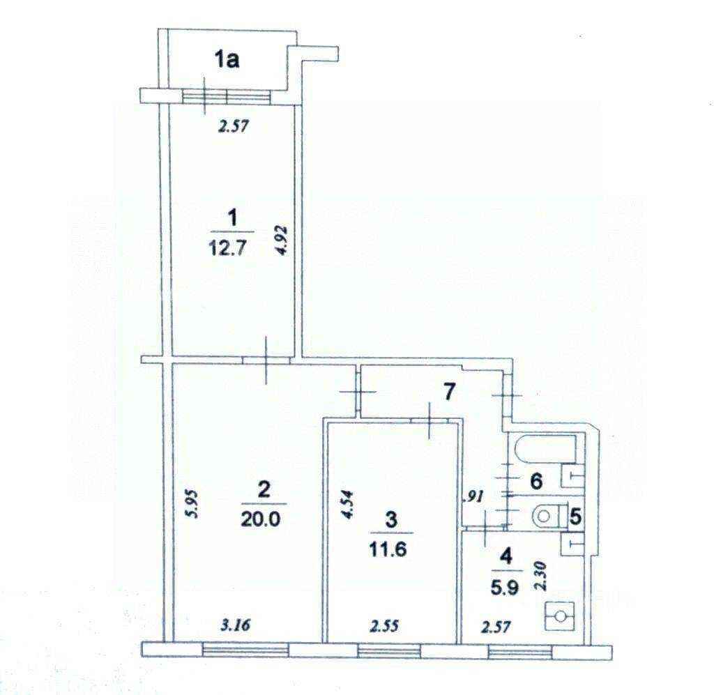 3-комнатная квартира, 56 м²