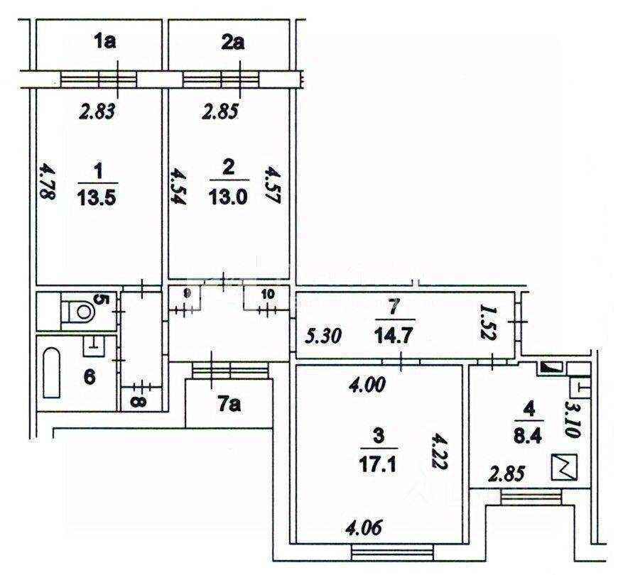 3-комнатная квартира, 72 м² — фотография 2
