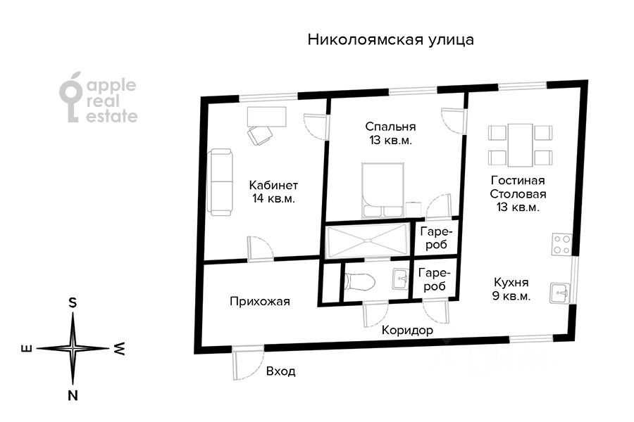 3-комнатная квартира, 66 м² — фотография 2