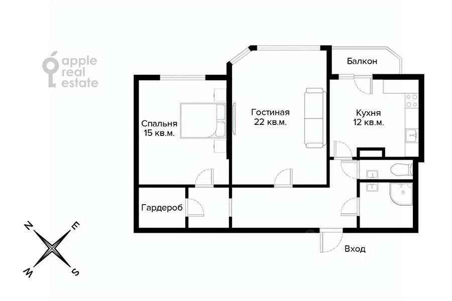2-комнатная квартира, 73 м² — фотография 2