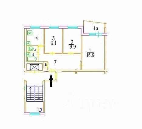 3-комнатная квартира, 59 м² — фотография 3