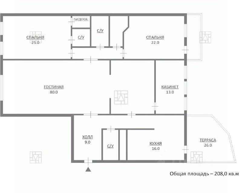 4-комнатная квартира, 200 м² — фотография 2
