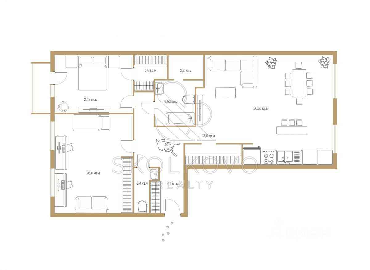 3-комнатная квартира, 140 м² — фотография 3