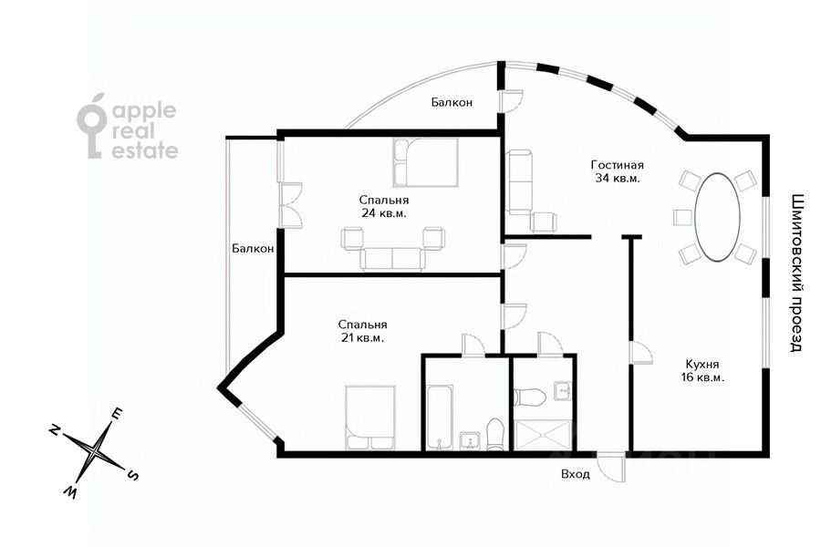 3-комнатная квартира, 123 м² — фотография 2