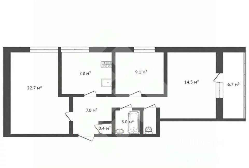 3-комнатная квартира, 70 м² — фотография 2