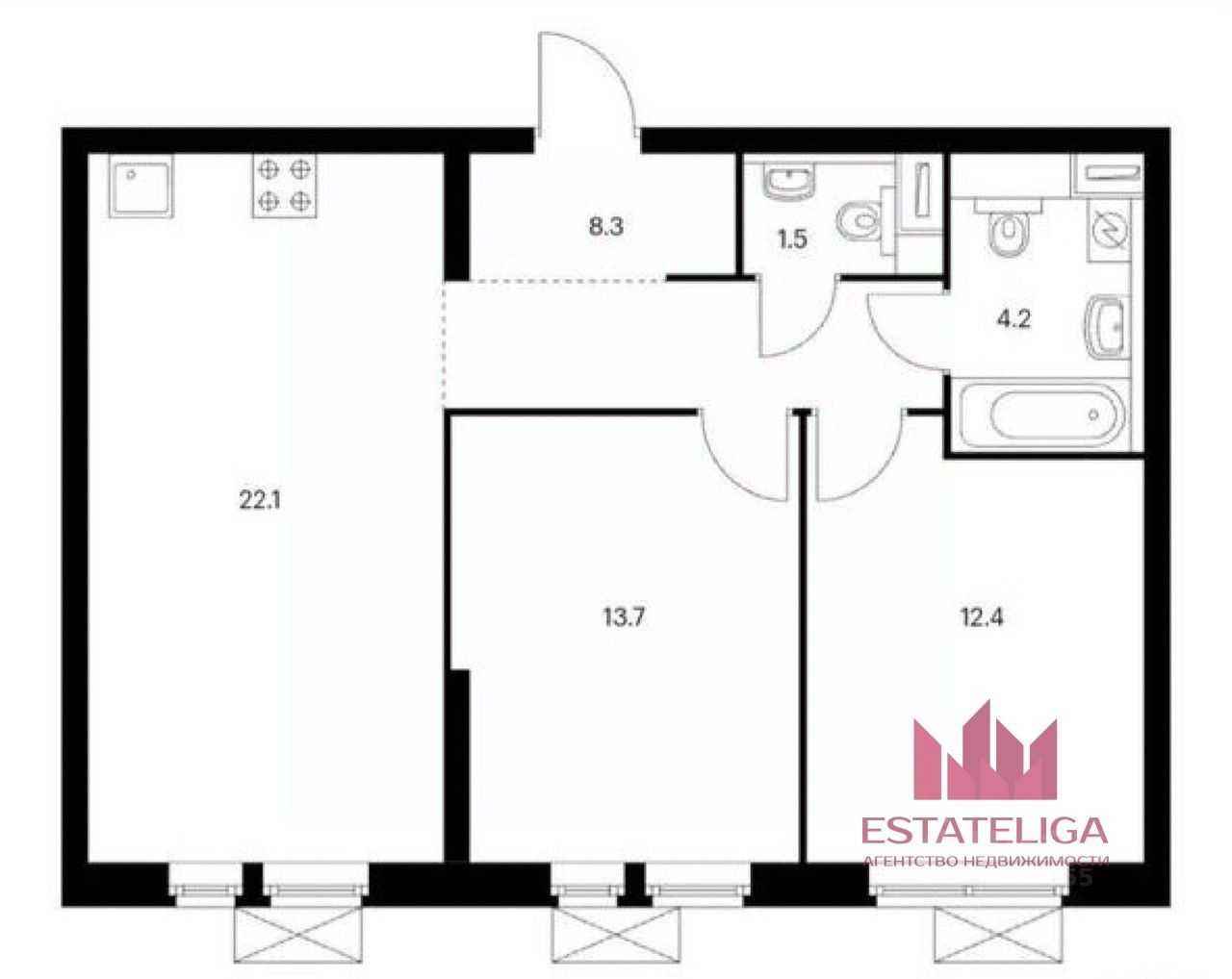3-комнатная квартира, 65 м² — фотография 2