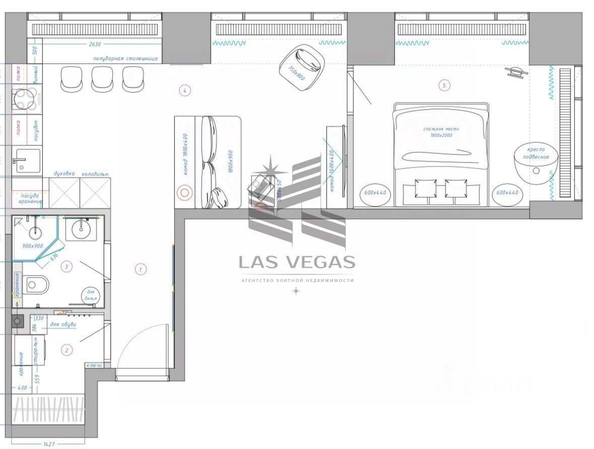 2-комнатная квартира, 52 м² — фотография 2