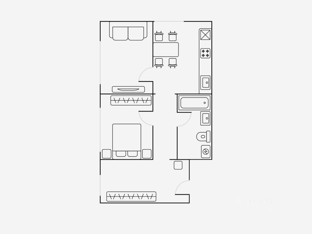 2-комнатная квартира, 55 м² — фотография 2