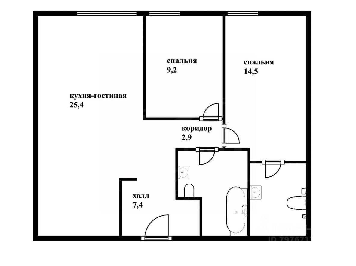 3-комнатная квартира, 69 м² — фотография 2