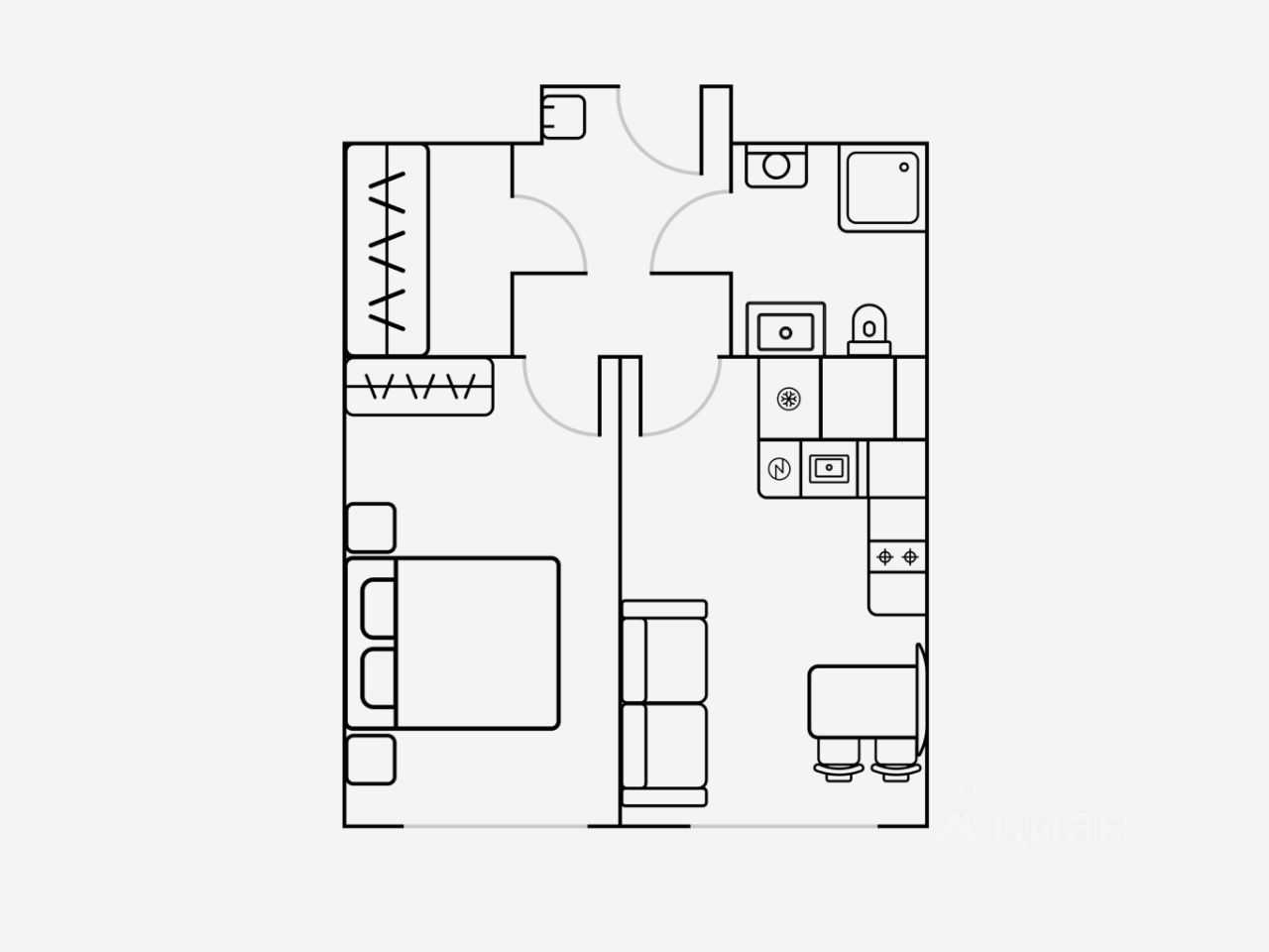 2-комнатная квартира, 43 м² — фотография 2