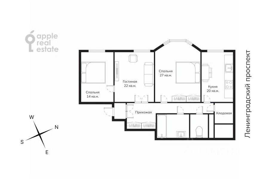 3-комнатная квартира, 94 м² — фотография 2