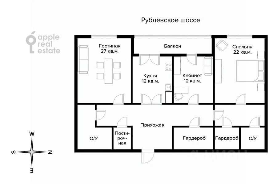 3-комнатная квартира, 115 м² — фотография 2