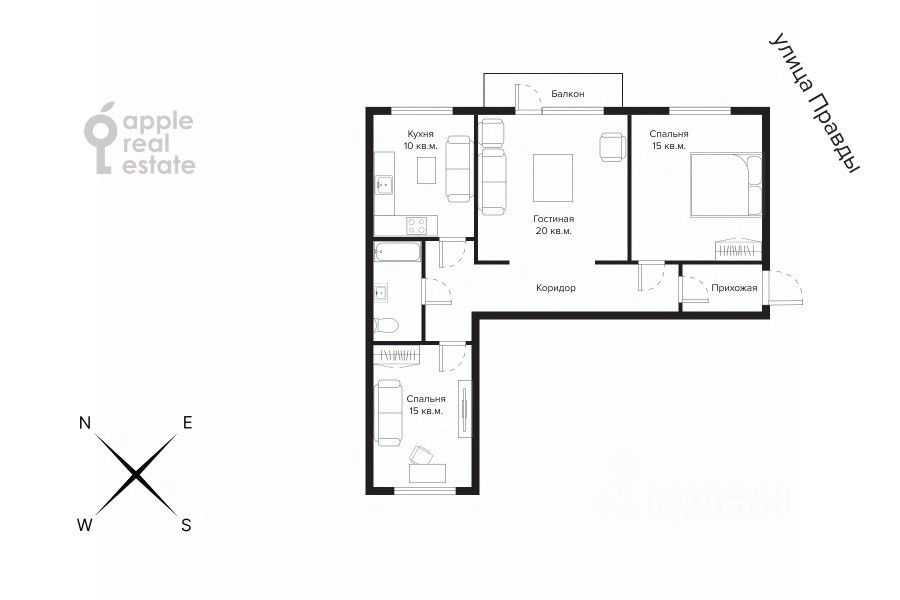 3-комнатная квартира, 80 м² — фотография 2