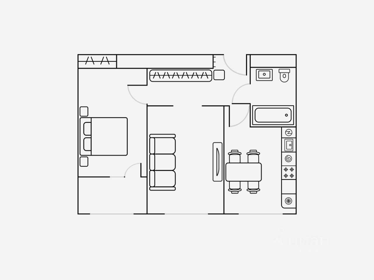 2-комнатная квартира, 55 м² — фотография 2