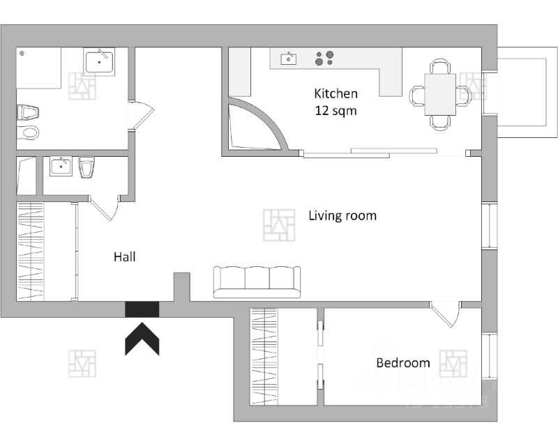 2-комнатная квартира, 80 м² — фотография 2