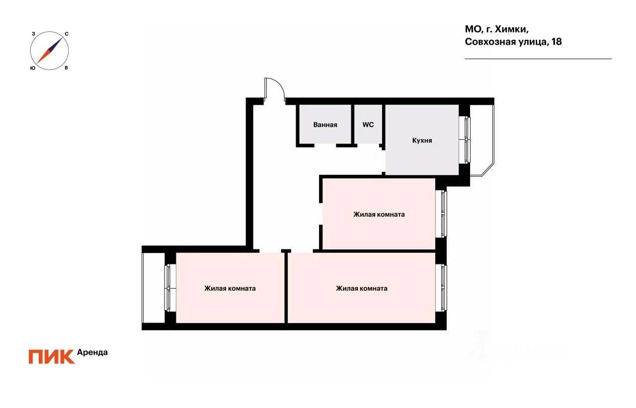 3-комнатная квартира, 76 м² — фотография 2