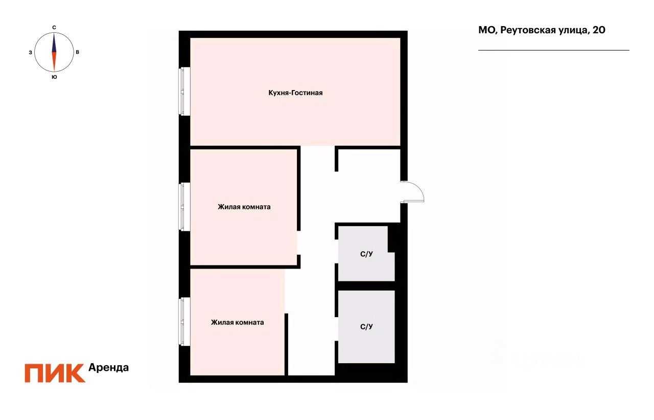 2-комнатная квартира, 55,5 м² — фотография 2