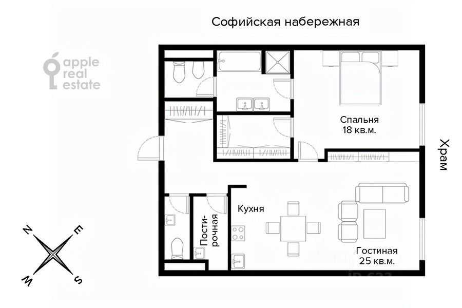 2-комнатная квартира, 75 м² — фотография 2