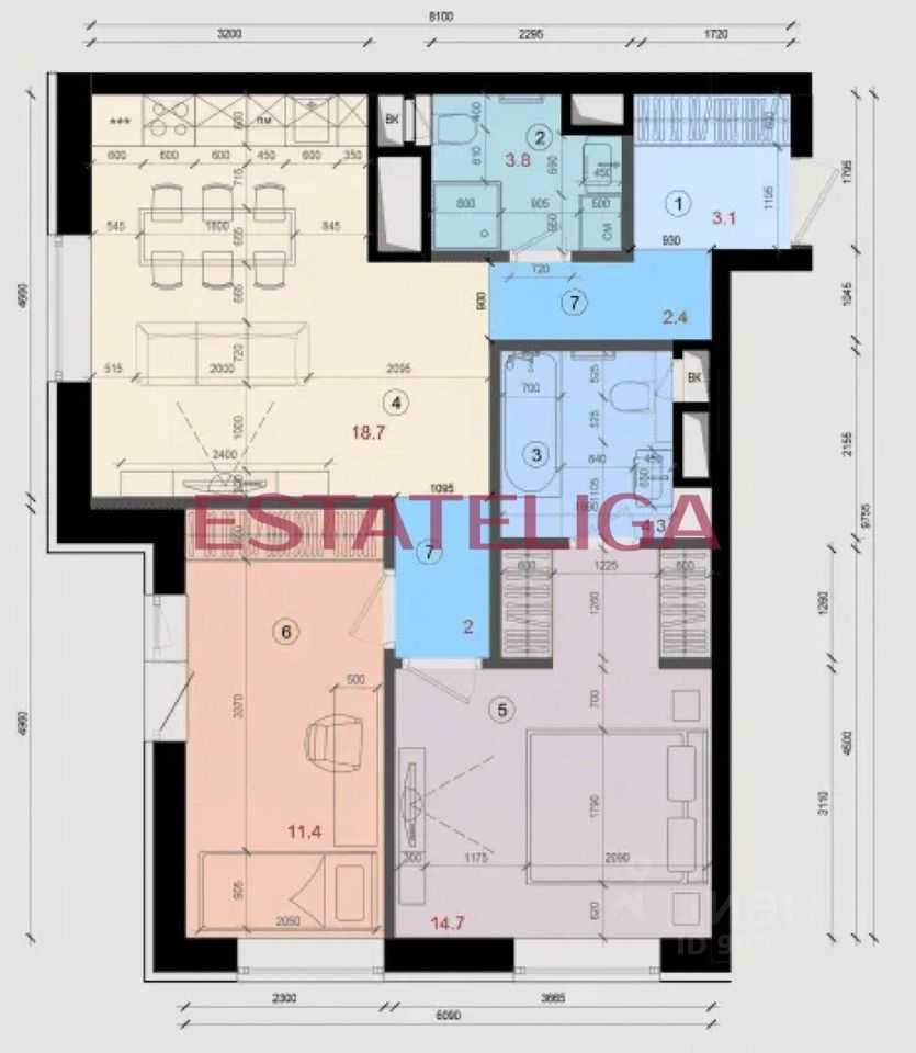 3-комнатная квартира, 65 м² — фотография 2