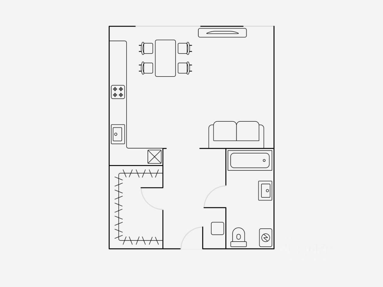 1-комнатная квартира, 46 м² — фотография 2