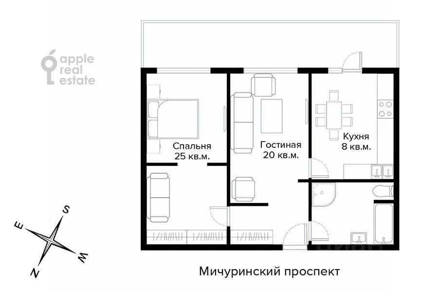 2-комнатная квартира, 69 м² — фотография 2