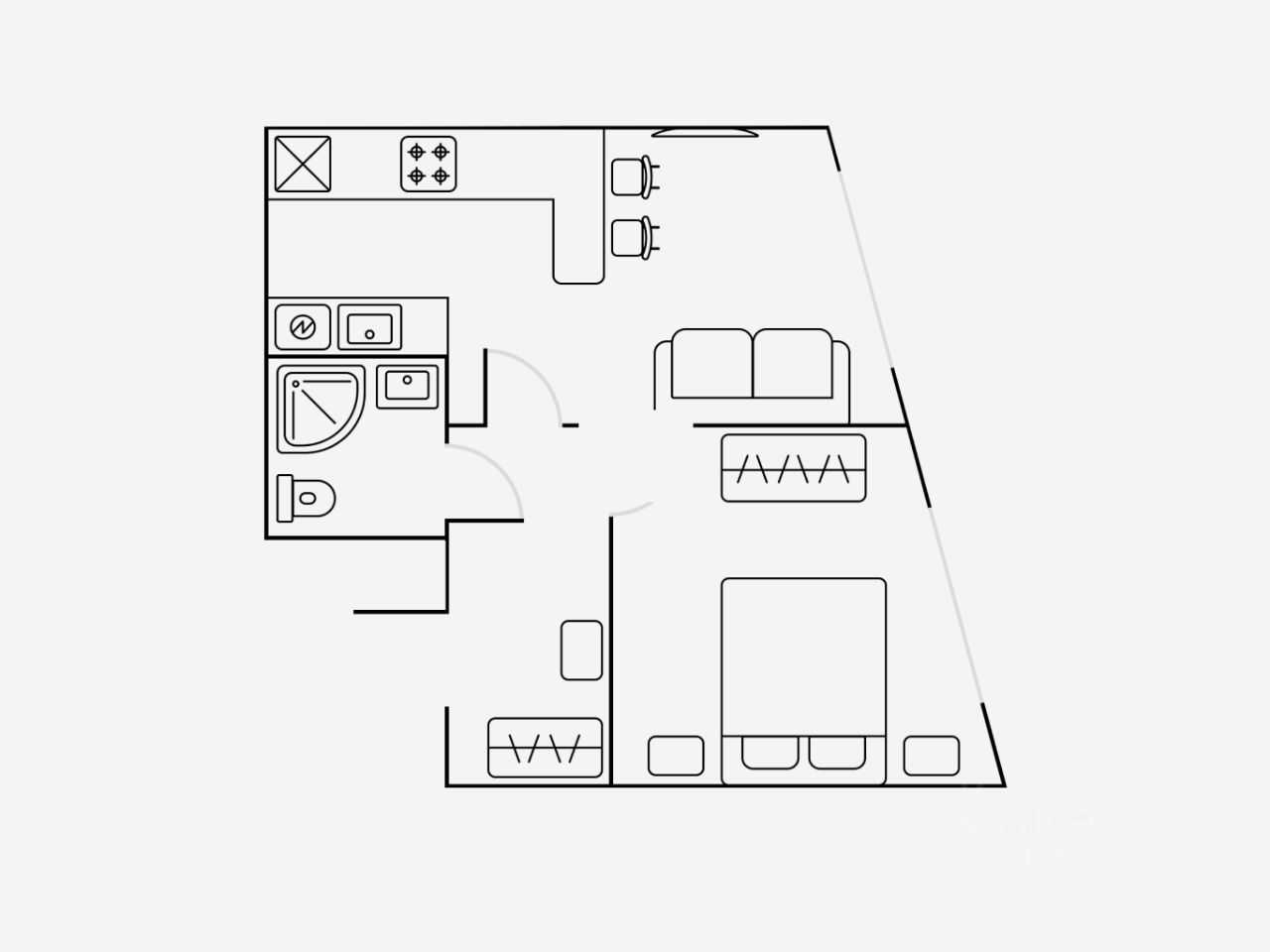 2-комнатная квартира, 36 м² — фотография 2