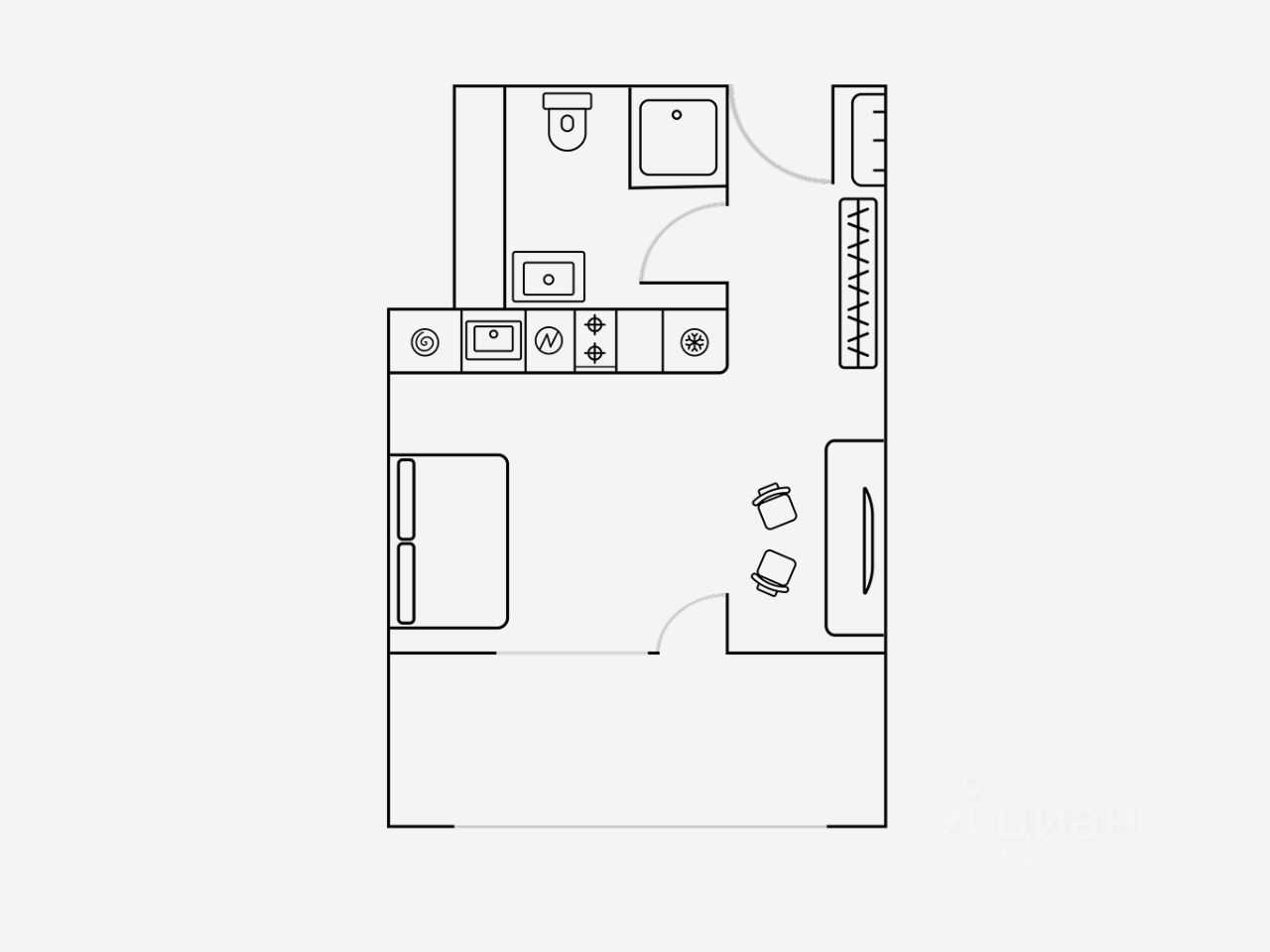 1-комнатная квартира, 24 м² — фотография 2