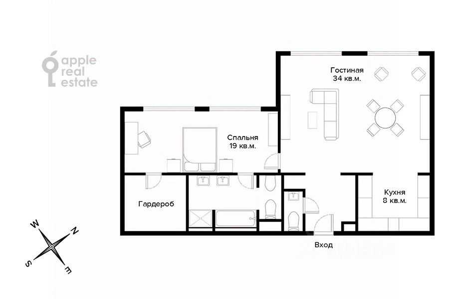 2-комнатная квартира, 83 м² — фотография 2