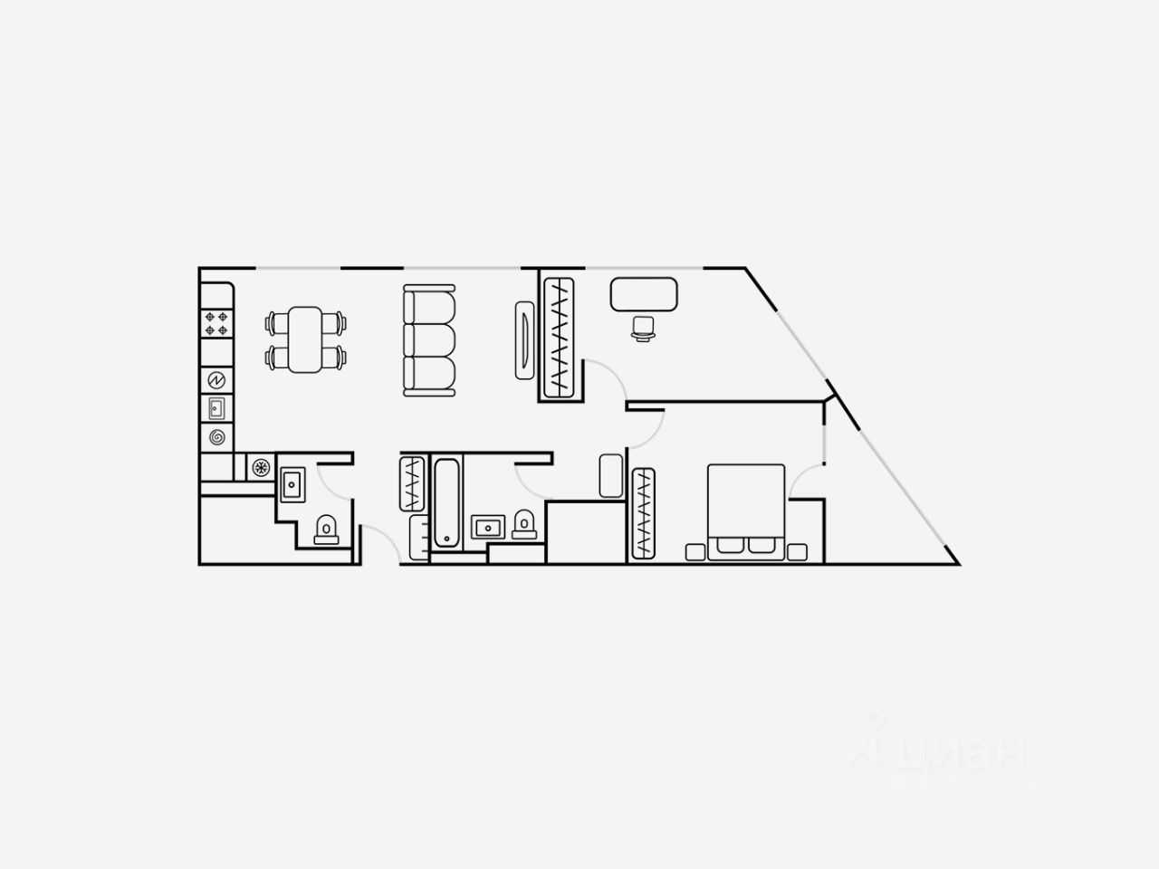 3-комнатная квартира, 74 м² — фотография 2