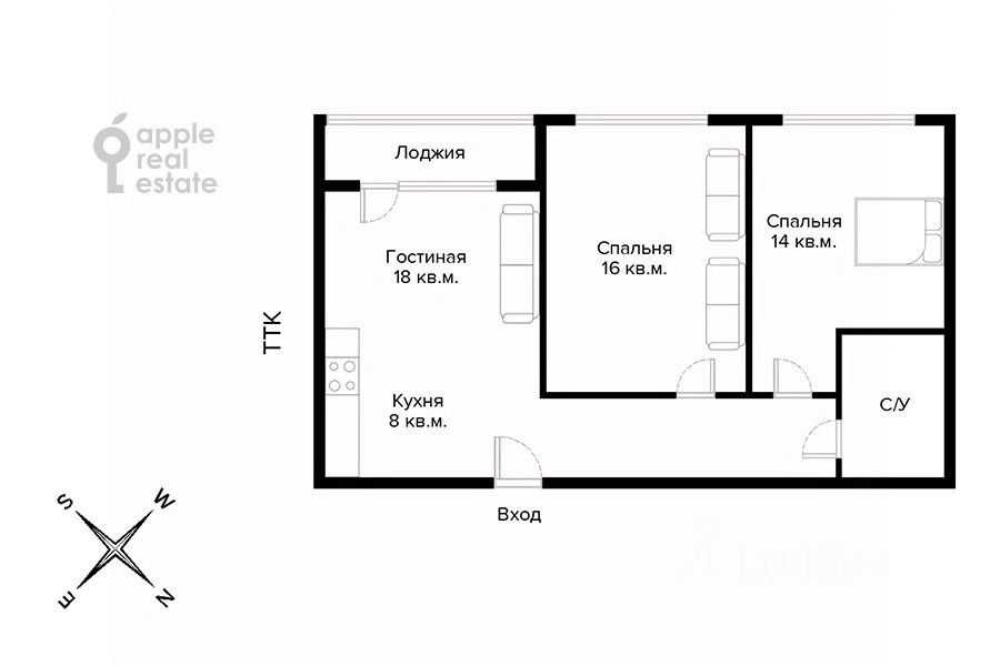3-комнатная квартира, 65 м² — фотография 2