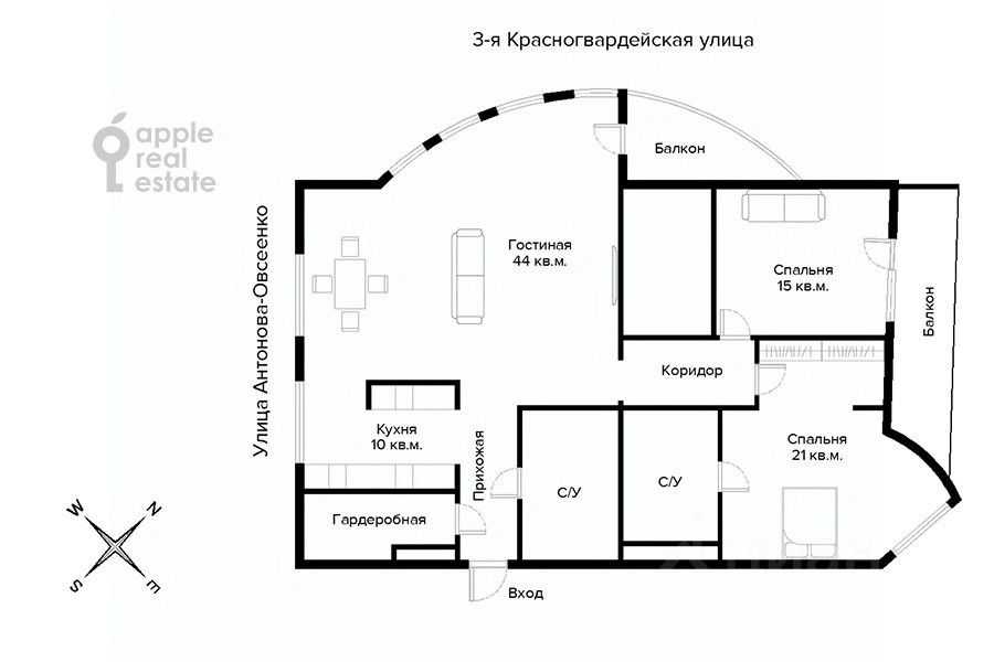 3-комнатная квартира, 120 м² — фотография 2
