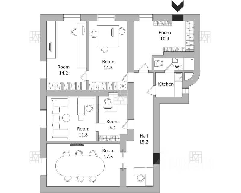 5-комнатная квартира, 95,5 м² — фотография 2