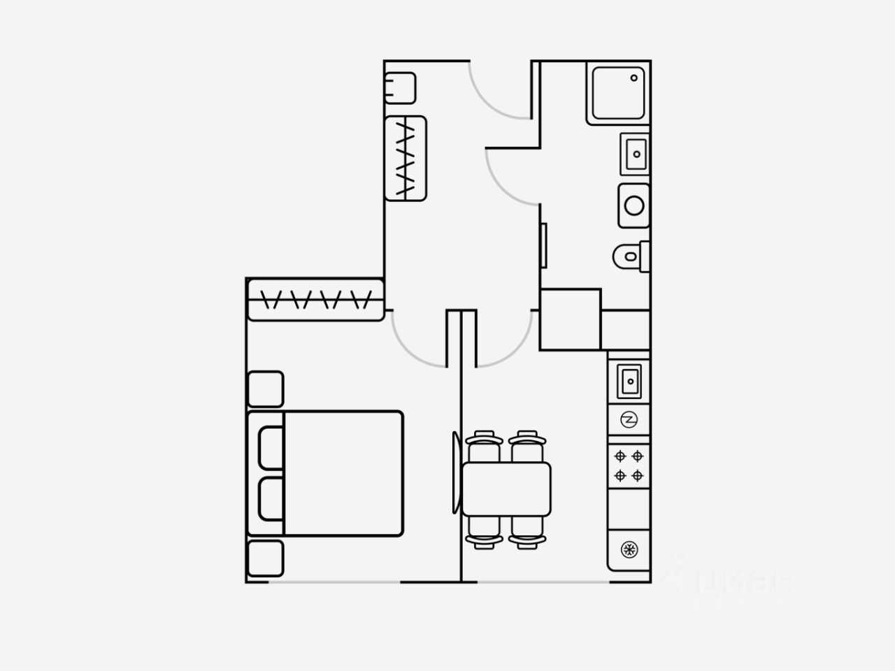 1-комнатная квартира, 37 м² — фотография 2