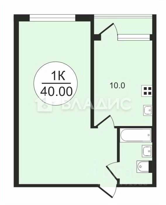 1-комнатная квартира, 40 м² — фотография 2