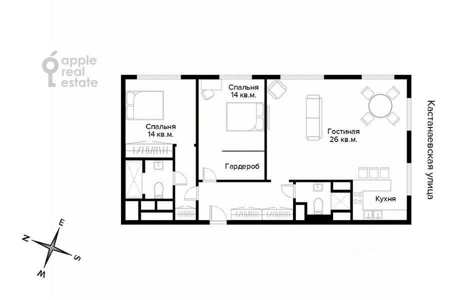 3-комнатная квартира, 72 м² — фотография 2