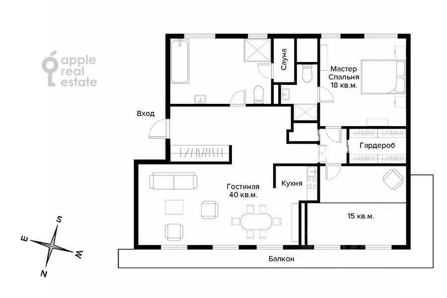 3-комнатная квартира, 101 м² — фотография 2
