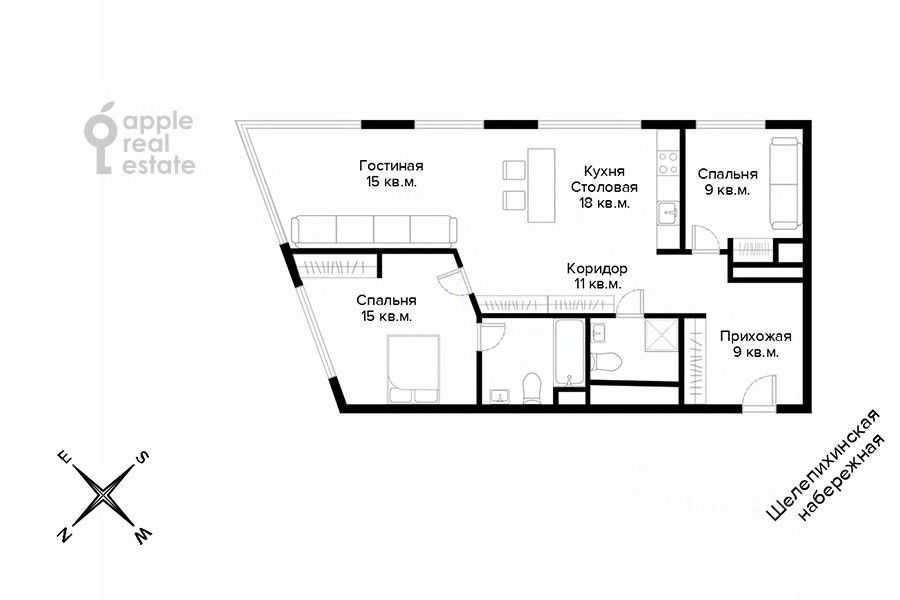 3-комнатная квартира, 90 м² — фотография 2
