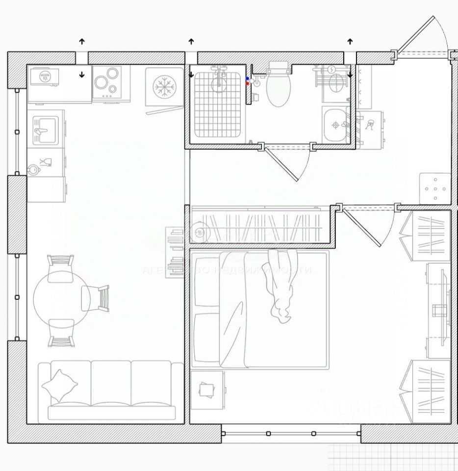2-комнатная квартира, 42 м² — фотография 2