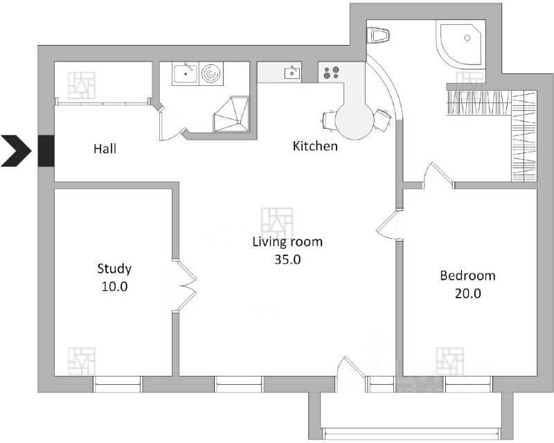 2-комнатная квартира, 80 м² — фотография 2