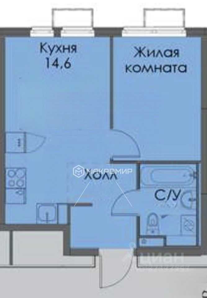 1-комнатная квартира, 35 м² — фотография 2