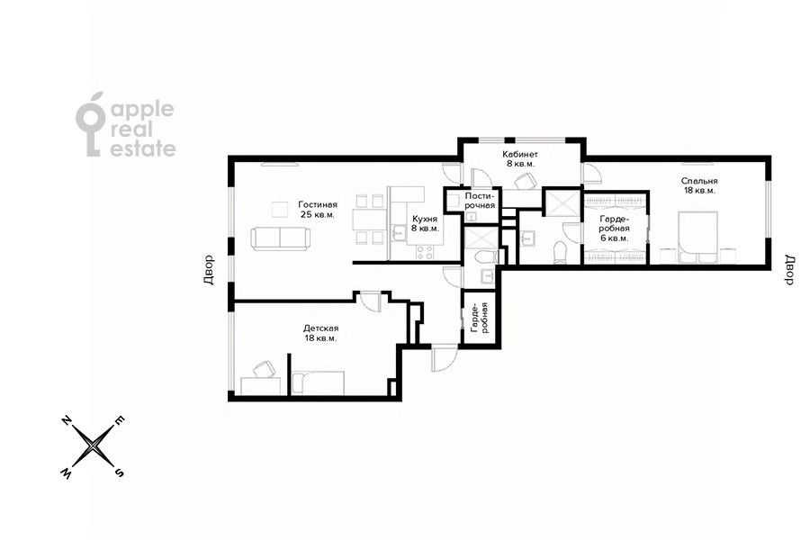 3-комнатная квартира, 106 м² — фотография 2