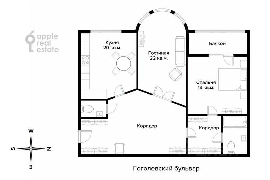 2-комнатная квартира, 96 м² — фотография 2